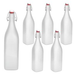 02-Bormioli-Rocco-Swing-Frosted-Flasche-1L-6er-Set.jpg 6er Set Glasflaschen Serie Swing Frosted mit Bügelverschluss 1L_Bild_2