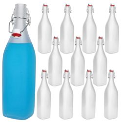 01-Bormioli-Rocco-Swing-Frosted-Flasche-1L-12er-Set-Deko.jpg 12er Set Glasflaschen Serie Swing Frosted mit Bügelverschluss 1L_Bild_1