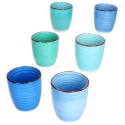 01-24327069-HIT-Blue-Mokka-Becher-ohne-Henkel-180ml-6er-Set-01.jpg 6er Set BLUE Mokka-Becher OHNE Henkel für 6 Personen aus Steingut - 24327069_Bild_1