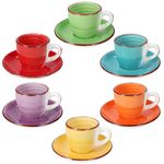 6er Set UNI Bunt Espressotassen mit Untertassen für 6 Personen aus Steingut - 24326774_Bild_1