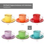6er Set UNI Bunt Cappuccinotassen mit Untertassen für 6 Personen aus Steingut - 24326775_Bild_2