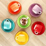 6er Set UNI Bunt Cappuccinotassen mit Untertassen für 6 Personen aus Steingut - 24326775_Bild_4