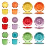 6er Set UNI Bunt Cappuccinotassen mit Untertassen für 6 Personen aus Steingut - 24326775_Bild_5