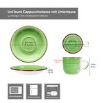 6er Set UNI Bunt Cappuccinotassen mit Untertassen für 6 Personen aus Steingut - 24326775_Bild_6