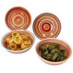 01-24325754-HIT-LINEA-Spaghetti-Teller-4er-Set-Deko.jpg 4er Set LINEA Spaghetti-Teller für 4 Personen aus Steingut - 24325754_Bild_1