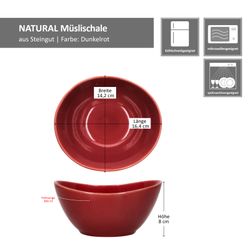 06-582711-Maeser-NATURAL-Schale-rot-Bemassung.jpg 6er Set Müslischale NATURAL rot für 6 Personen aus Steingut - 582711_Bild_6