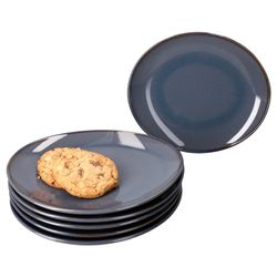 01-582711-Maeser-NATURAL-Kuchenteller-blau-6er-Set-Deko.jpg 6er Set Kuchenteller NATURAL dunkelblau für 6 Personen aus Steingut - 582711_Bild_1