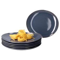 01-582711-Maeser-NATURAL-Speiseteller-blau-6er-Set-Deko.jpg 6er Set Speiseteller NATURAL dunkelblau für 6 Personen aus Steingut - 582711_Bild_1