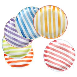 01-24325634-HIT-Summer-Stripes-Speiseteller-6er-Set.jpg 6er Set SUMMER STRIPES Speiseteller für 6 Personen aus Steingut - 24325634_Bild_1