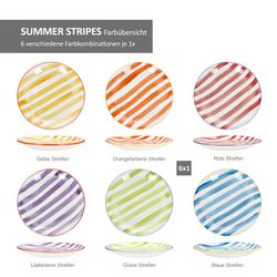 04-24325634-HIT-Summer-Stripes-Speiseteller-Farbuerbersicht.jpg 6er Set SUMMER STRIPES Speiseteller für 6 Personen aus Steingut - 24325634_Bild_4
