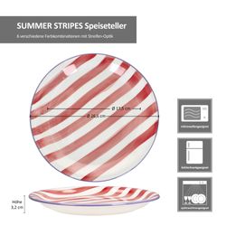 06-24325634-HIT-Summer-Stripes-Speiseteller-Bemassung.jpg 6er Set SUMMER STRIPES Speiseteller für 6 Personen aus Steingut - 24325634_Bild_8