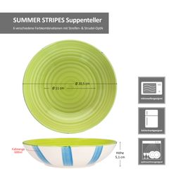 06-24325642-HIT-Summer-Stripes-Suppenteller-Bemassung.jpg 6er Set SUMMER STRIPES Suppenteller für 6 Personen aus Steingut - 24325642_Bild_8