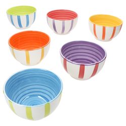 02-24325618-HIT-Summer-Stripes-Mueslischalen-6er-Set.jpg 6er Set SUMMER STRIPES Müslischalen für 6 Personen aus Steingut - 24325618_Bild_2