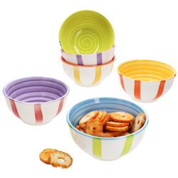 01-24325613-HIT-Summer-Stripes-Snack-und-Dipschale-6er-Set-Deko.jpg 6er Set SUMMER STRIPES Snack- & Dip-Schale für 6 Personen aus Steingut - 24325613_Bild_1