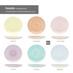 04-24326228-HIT-Pastello-Kuchenteller-Farbuebersicht.jpg 6er Set PASTELLO Kuchenteller für 6 Personen aus Steingut - 24326228_Bild_4