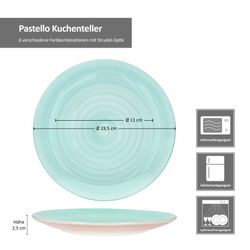06-24326228-HIT-Pastello-Kuchenteller-Bemassung.jpg 6er Set PASTELLO Kuchenteller für 6 Personen aus Steingut - 24326228_Bild_8