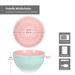 06-24326222-HIT-Pastello-Mueslischalen-Bemassung.jpg 6er Set PASTELLO Müslischale für 6 Personen aus Steingut - 24326222_Bild_8