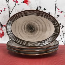 02-593347-Maeser-Prospero-Platte-oval-24x16-5cm-Ambientebild-01.jpg 6er Set PROSPERO Platte oval braun für 6 Personen aus Porzellan_Bild_2