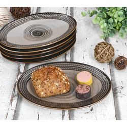 03-593347-Maeser-Prospero-Platte-oval-24x16-5cm-Ambientebild-02.jpg 6er Set PROSPERO Platte oval braun für 6 Personen aus Porzellan_Bild_3