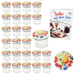 02-Sturz-TO-66-125ml-Comic-Obst-25er-Set.jpg 25er Set Sturzglas 125 ml Marmeladenglas Einmachglas Einweckglas To 66 Comic-Obst Deckel incl. Diamant-Zucker Gelierzauber Rezeptheft_Bild_2