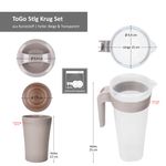 5tlg Krug Set ToGo beige - 1x Krug mit Deckel + 4x Becher aus Kunststoff - 94630_Bild_7