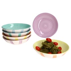 24326159-Teller-tief-19cm-Beach-Pastello-6er-ambiente.jpg 6er Set BEACH PASTELLO STRIPES Suppenteller für 6 Personen aus Steingut - 24326159_Bild_1