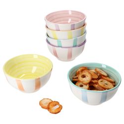 24326129-Dipschalen-12cm-Beach-Pastello-6er-ambiente.jpg 6er Set BEACH PASTELLO STRIPES Snack- & Dip-Schale für 6 Personen aus Steingut - 24326129_Bild_1