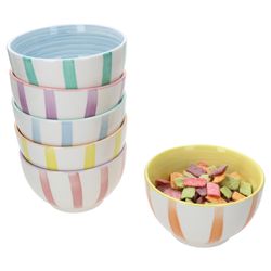 24326136-Muesli-14cm-Beach-Pastello-6er-ambiente.jpg 6er Set BEACH PASTELLO STRIPES Müslischalen für 6 Personen aus Steingut - 24326136_Bild_2