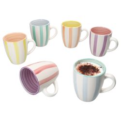 24326121-Becher-340ml-Beach-Pastello-Stripes-6er-ambiente.jpg 6er Set BEACH PASTELLO STRIPES Kaffeebecher mit Henkel für 6 Personen aus Steingut - 24326121_Bild_1