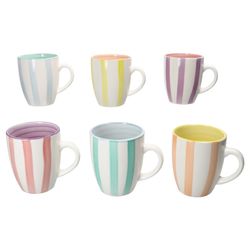 24326121-Becher-340ml-Beach-Pastello-Stripes-Farbuebersicht.jpg 6er Set BEACH PASTELLO STRIPES Kaffeebecher mit Henkel für 6 Personen aus Steingut - 24326121_Bild_5