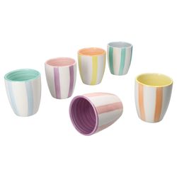 24326109-Mokkatassen-180ml-Beach-Pastello-6er-01.jpg 6er Set BEACH PASTELLO STRIPES Mokka-Becher OHNE Henkel für 6 Personen aus Steingut - 24326109_Bild_2