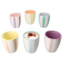 24326109-Mokkatassen-180ml-Beach-Pastello-6er-ambiente-01.jpg 6er Set BEACH PASTELLO STRIPES Mokka-Becher OHNE Henkel für 6 Personen aus Steingut - 24326109_Bild_1