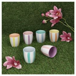 24326109-Mokkatassen-180ml-Beach-Pastello-6er-mood-Rasen.jpg 6er Set BEACH PASTELLO STRIPES Mokka-Becher OHNE Henkel für 6 Personen aus Steingut - 24326109_Bild_3