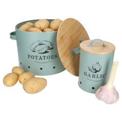05-10899-10893-Arte-Regal-Fresh-Knoblauchtopf-Kartoffeltopf-offen-Deko-01.jpg 2er Set Knoblauch- & Kartoffeltopf FRESH Mint aus Metall & Bambus – 10899 & 10893_Bild_6