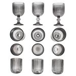 12tlg Set AGATA Wein- & Wassergläser Grau aus Glas – 6x 37560 & 6x 37564_Bild_4