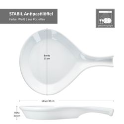 06-86497-Arte-Regal-Stabil-Antipastiloeffel-Bemassung.jpg 2er Set STABIL Antipastilöffel mit Griff L30cm weiß aus Porzellan - 86497_Bild_7