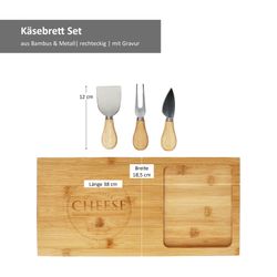 06-24500778-HIT-Kaesebrett-mit-Messern-Bambus-Bemassung.jpg Käsebrett Set aus Bambus 1x Brett + 3x Messer - 24500778_Bild_5