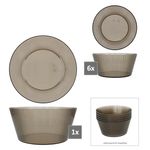 7tlg Schalen Set ToGo 1x große Servierschüssel + 6x kleine Schale Grau aus Kunststoff - 1x 10487 & 6x 10491_Bild_3
