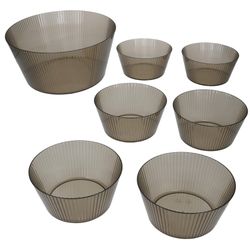01-10487-10491-Arte-Regal-ToGo-Schalen-Set-7tlg.jpg 7tlg Schalen Set ToGo 1x große Servierschüssel + 6x kleine Schale Grau aus Kunststoff - 1x 10487 & 6x 10491_Bild_1