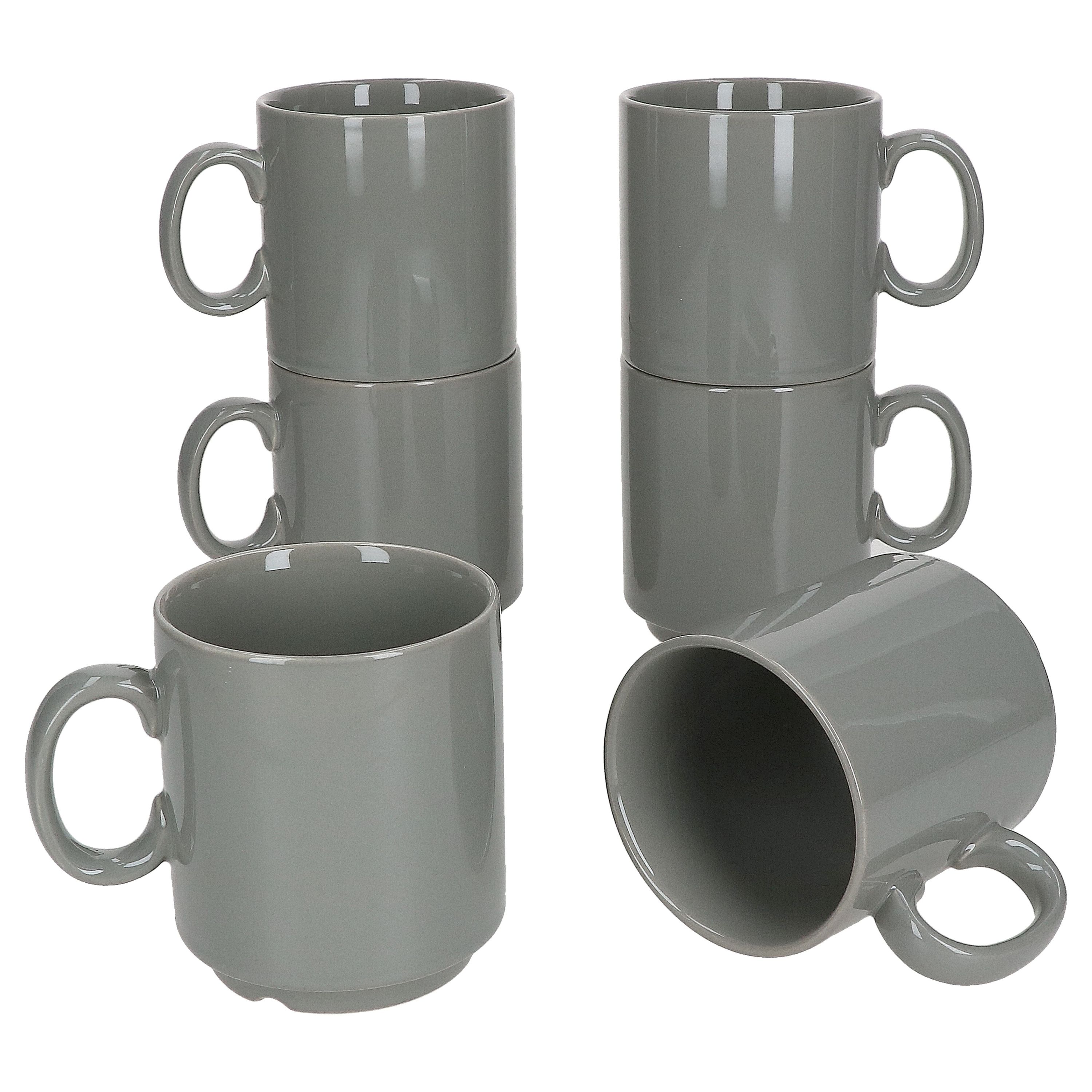 6er Set EVENT stapelbare Kaffeebecher GRAU Porzellan 250 ml