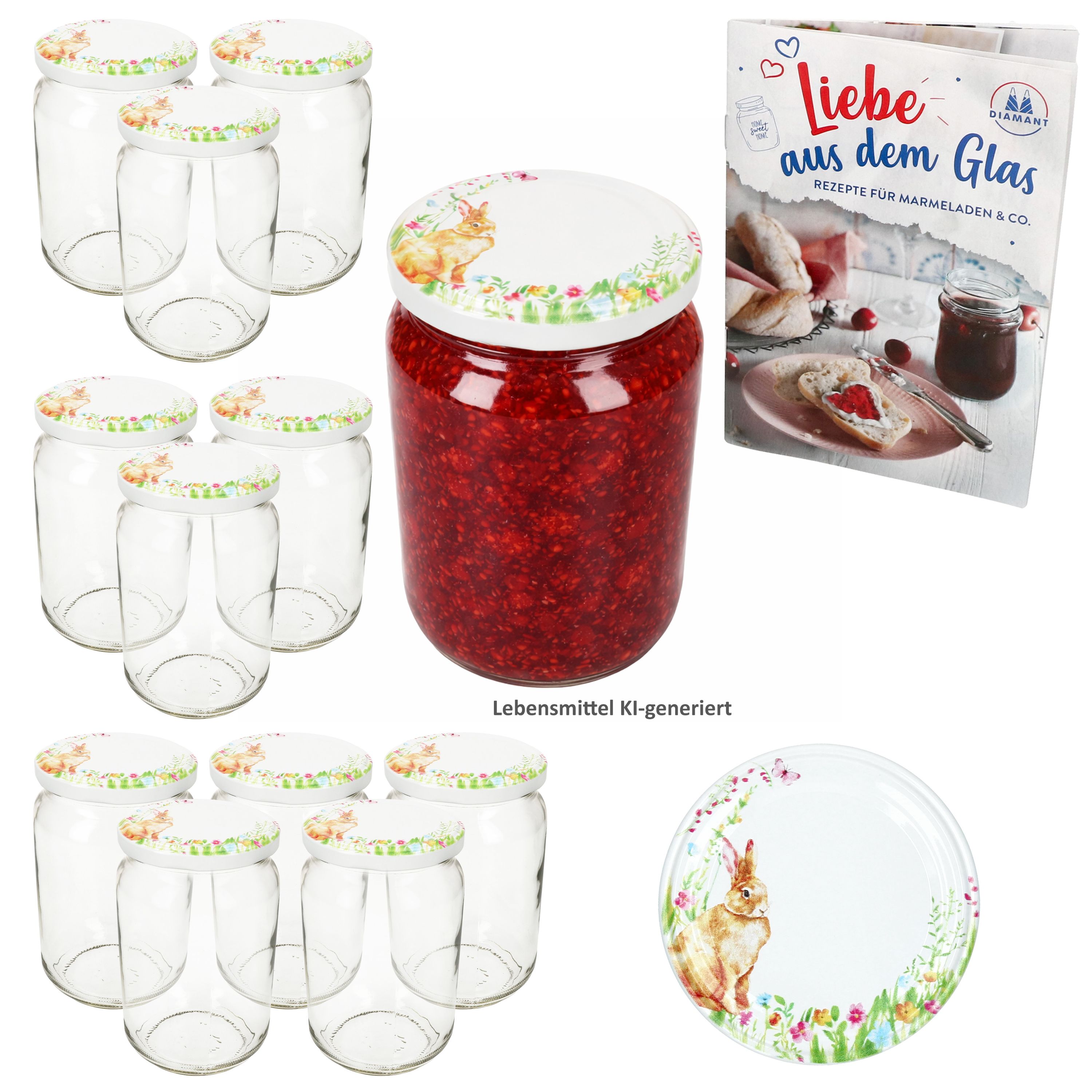 12er Set Sturzglas 720 ml TO 82 Osterfreude Deckel incl. Rezeptheft