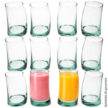 12er Set SAIL Gläser geschwungen aus Recycling-Glas – 42542