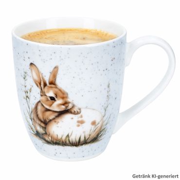 3er Set Bunny JUMBObecher 500 ml je 1x weiß, grün & Blau aus Porzellan – 428629