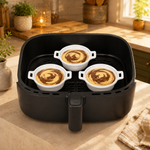 05-798000090-Koopman-STABIL-Mini-Auflaufform-mit-Henkel-rund-weiss-Ambientebild-Airfryer-Kuchen-KI.png