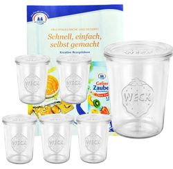 6er-deckel.jpg 3/4L Sturzgläser mit 6 Glasdeckeln inkl. Gelierzauber Rezeptheft von Diamantzucker_Bild_1
