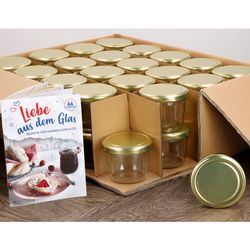 sturz-230-40erKarton-gold-NEU.jpg 40er Set Sturzglas 230 ml mit goldenem Deckel inkl. Diamant Gelierzauber Rezeptheft_Bild_5