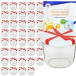 40er Set Sturzglas 230 ml mit Schleifendekor Deckel inkl. Diamant Gelierzauber Rezeptheft_Bild_1