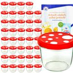 40er Set Sturzglas 230 ml Fliegenpilz rot weiß gepunkteter Deckel inkl. Diamant Gelierzauber Rezeptheft_Bild_1