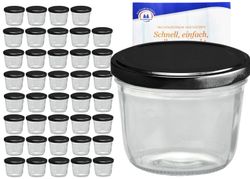 40schwarz.jpg 40er Set Sturzglas 230 ml mit schwarzem Deckel inkl. Diamant Gelierzauber Rezeptheft_Bild_1