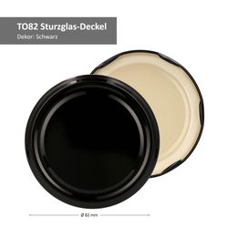TO-82-Deckelmotive-Bemassung-2024-Schwarz.jpg 40er Set Sturzglas 230 ml mit schwarzem Deckel inkl. Diamant Gelierzauber Rezeptheft_Bild_4